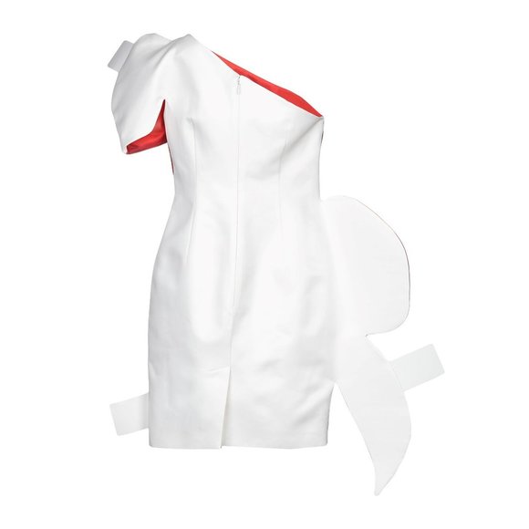 Barbie Look MOSCHINO Valley of the Dolls Red Silk One-Shoulder Paper Doll Dress - Picture 5 of 13